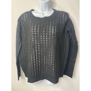 Tess Giberson Womens 100% Wool Sweater Size Small Luxurious Open Knit Rocker Y2K